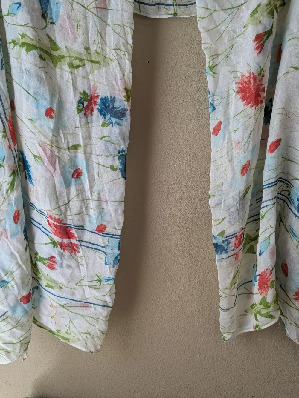 Ariat Lightweight White Floral Scarf/Wrap with Blue, Pink, and Green Accents